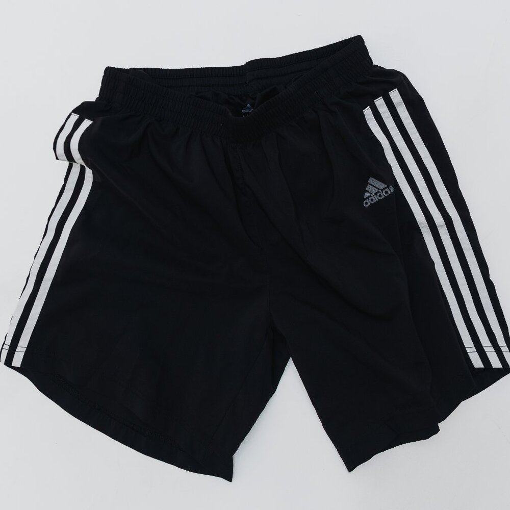 USED: 3 Stripes Black Adidas Shorts Mesh Lining - Size M